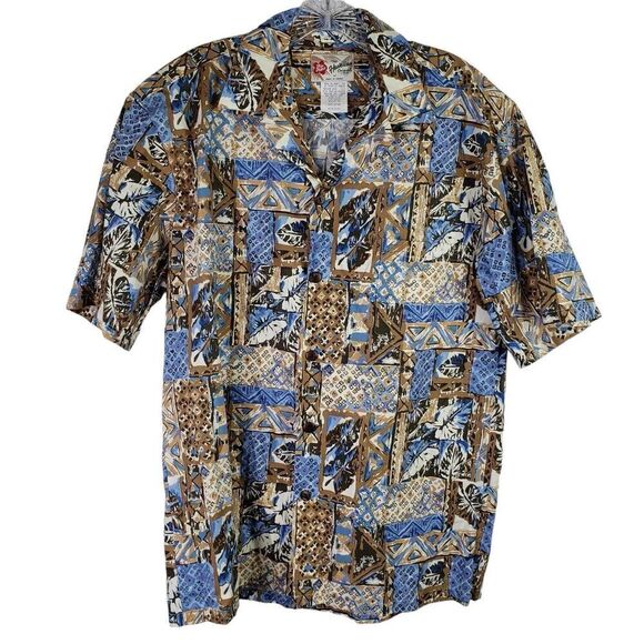 The Hawaiian Original Hilo Hattie Shirt Men's Medium Blue SS Button Up Resort - Picture 2 of 7